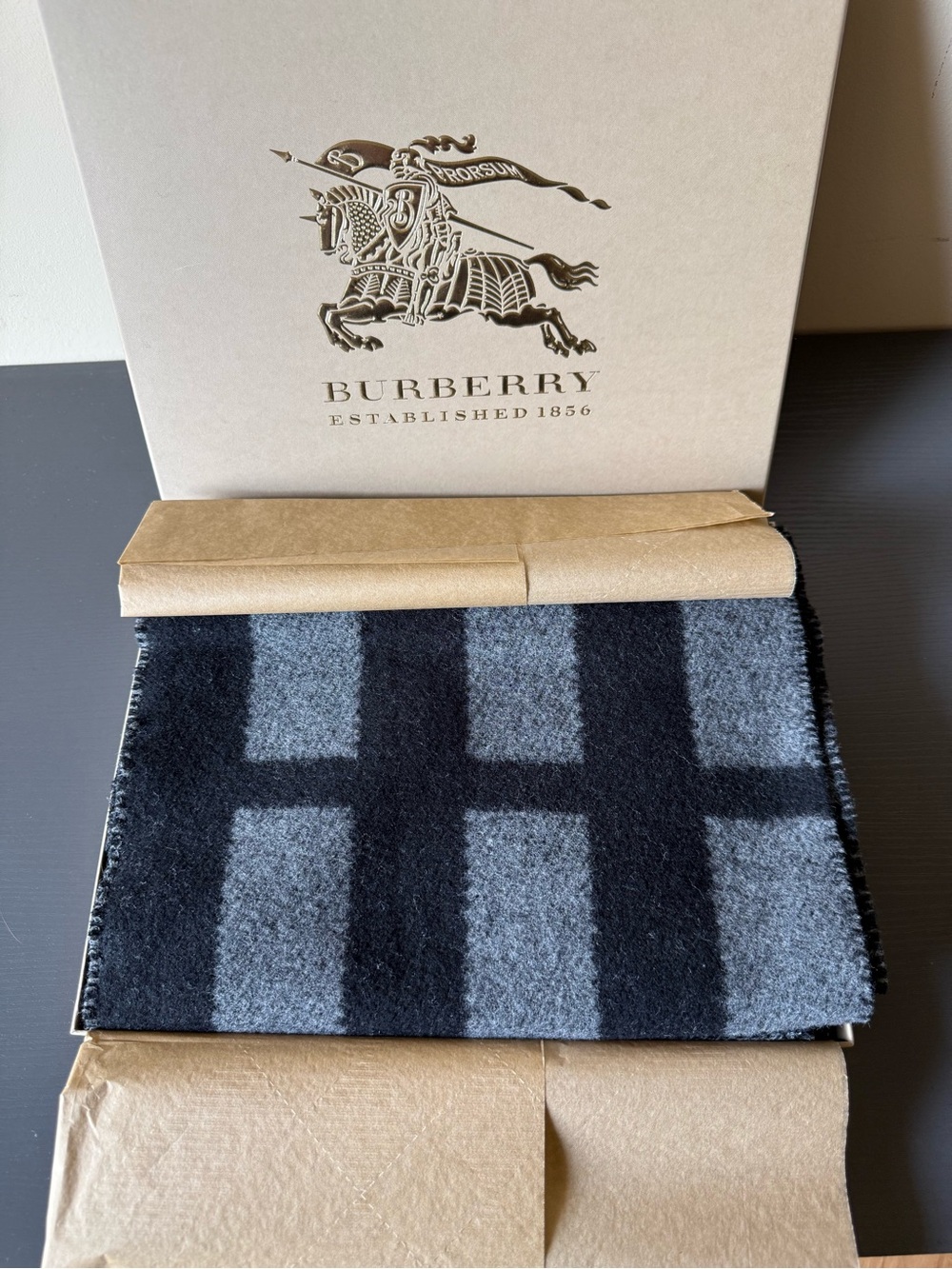 Brand New Burberry Half Mega Check Wool Scarf